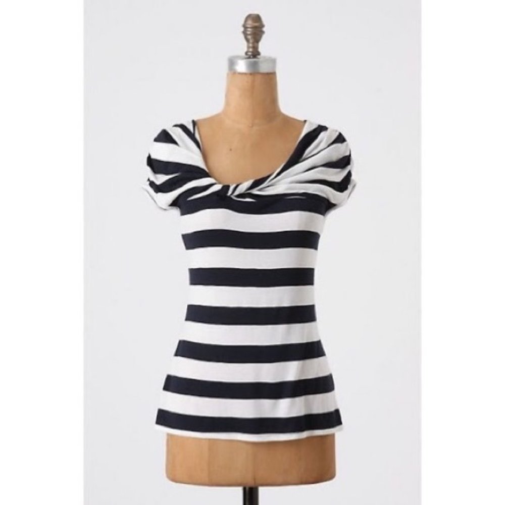 Anthropologie "A Bit Unruly" Tee Navy & White